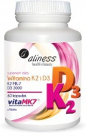 Witamina K2 MK-7 100 mcg z Natto + D3 x 60 kaps. - Aliness