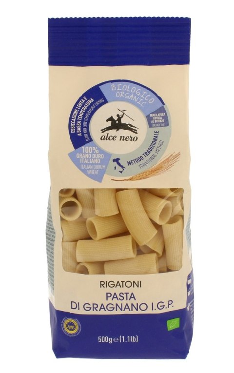 MAKARON (SEMOLINOWY) RIGATONI BIO 500 g - ALCE NERO
