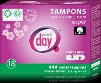 TAMPONY ZE 100% BAWEŁNY EKOLOGICZNEJ - SUPER 18 SZT - GENTLE DAY