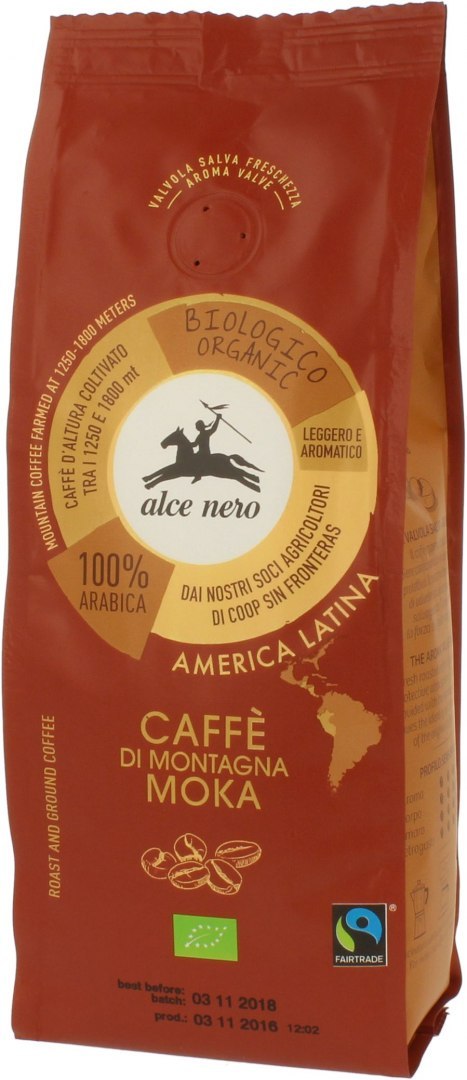 KAWA MIELONA ARABICA 100% MOKA FAIR TRADE BIO 250 g - ALCE NERO