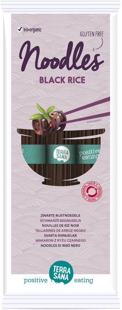 MAKARON (RYŻOWY Z RYŻU CZARNEGO) BEZGLUTENOWY BIO 250 g - TERRASANA