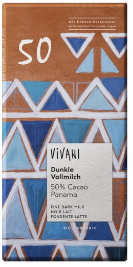 CZEKOLADA MLECZNA GORZKA 50% KAKAO BIO 80 g - VIVANI