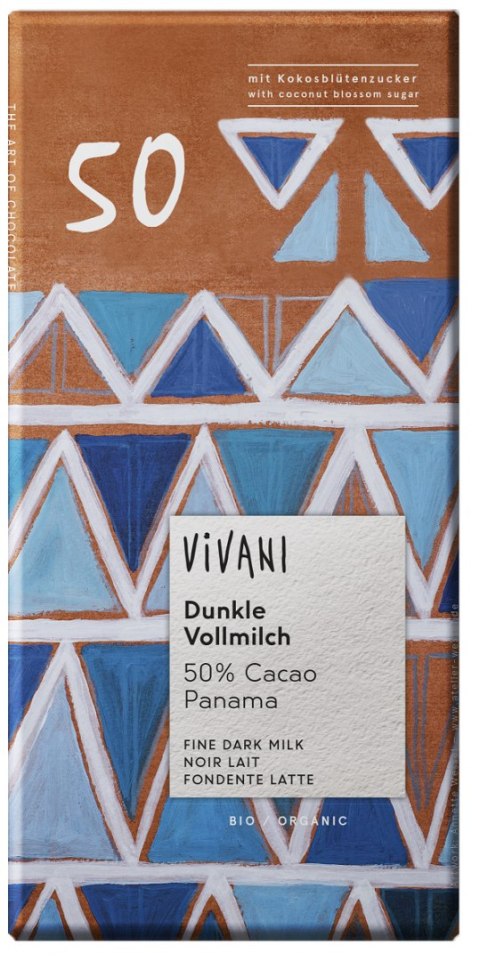 CZEKOLADA MLECZNA GORZKA 50% KAKAO BIO 80 g - VIVANI