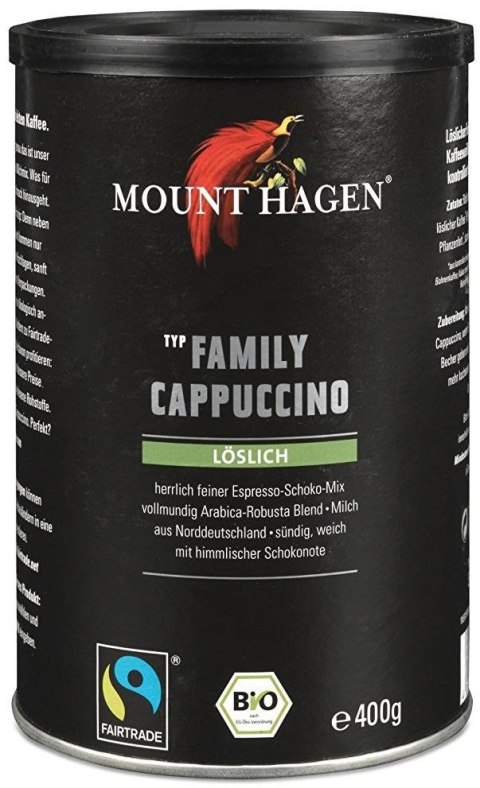 TERMIN 31/07/2026 KAWA CAPPUCCINO FAMILY FAIR TRADE BIO 400 g - MOUNT HAGEN
