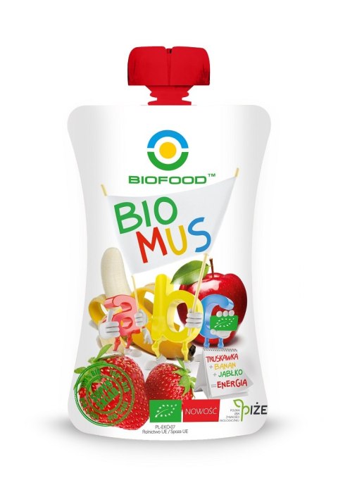 MUS TRUSKAWKOWO - BANANOWO - JABŁKOWY BIO 90 g - BIO FOOD