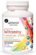Witaminy i Minerały z żeńszeniem, naturalna VitC x 120 tab. - Aliness