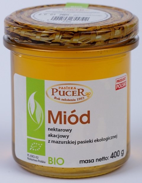 MIÓD NEKTAROWY AKACJOWY BIO 400 g - PASIEKA PUCER