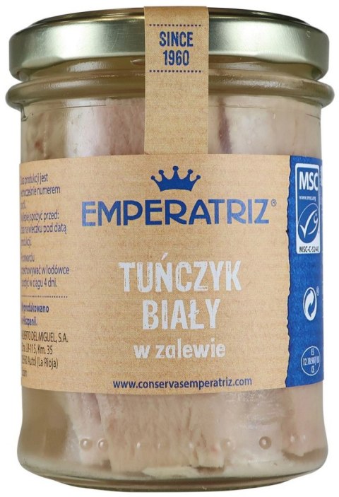 TUŃCZYK BIAŁY FILETY W ZALEWIE 200 g (140 g) (SŁOIK) - EMPERATRIZ
