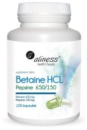 Betaina HCL z Pepsyną 650/150 x 100 VEGE kaps. - Aliness