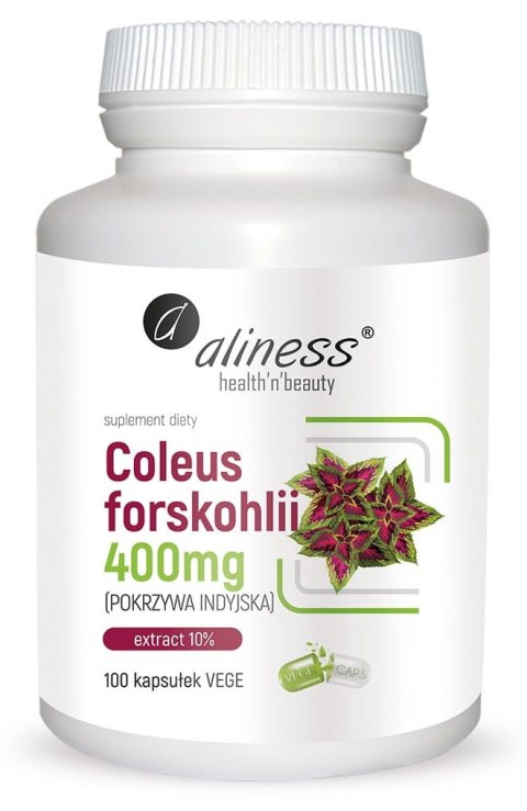 Coleus forskohlii 10% 400mg (pokrzywa indyjska) x 100 Vege caps. - Aliness
