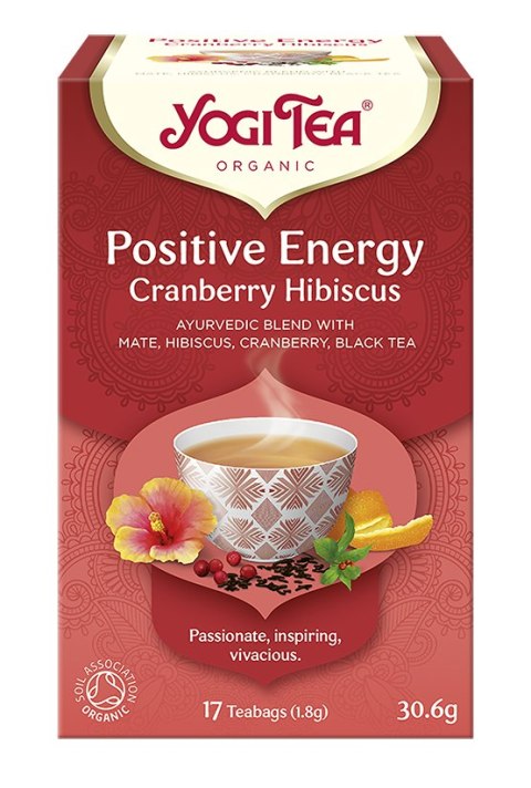HERBATKA POZYTYWNA ENERGIA ŻURAWINA - HIBISKUS BIO (17 x 1,8 g) 30,6 g - YOGI TEA