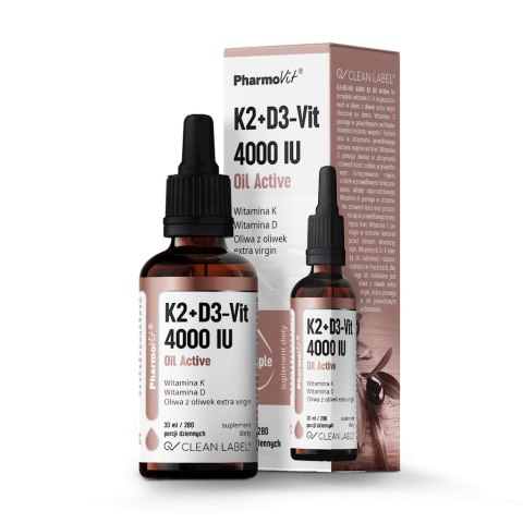 WITAMINA K2 + D3 W KROPLACH (75 mcg + 100 mcg) 30 ml - PHARMOVIT (CLEAN LABEL)