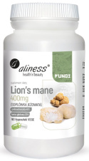 Lion's Mane Soplówka jeżowata ekstrakt 40/20, 400mg x 90 Vege caps. Aliness