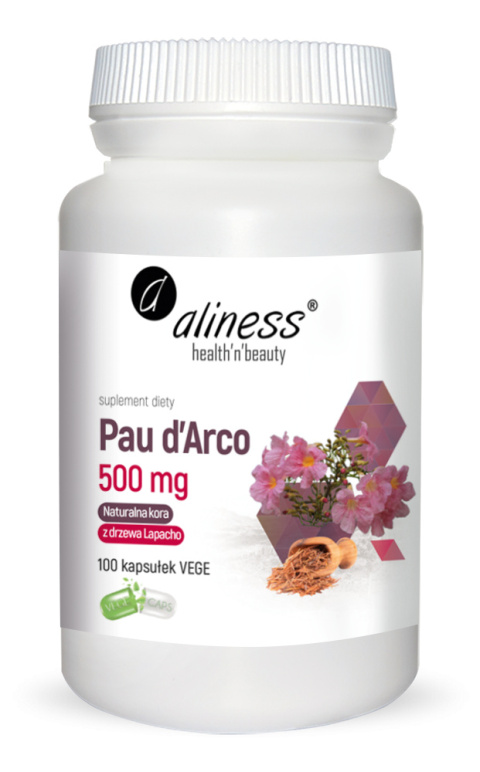 Pau d'Arco (sproszkowana kora Lapacho) 500mg x 100 vege caps - Aliness