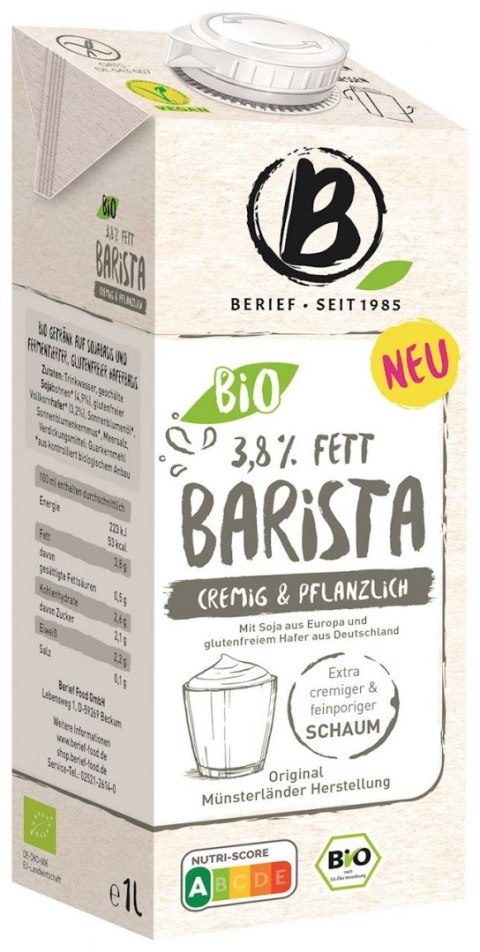 NAPÓJ SOJOWO - OWSIANY BARISTA 3,8 % TŁUSZCZU