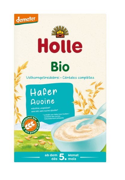 KASZKA OWSIANA PEŁNOZIARNISTA BEZ DODATKU CUKRÓW PO 5 MIESIĄCU DEMETER BIO 250 g - HOLLE