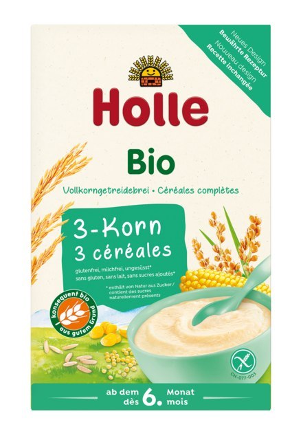 KASZKA PEŁNOZIARNISTA 3 ZBOŻA BEZ DODATKU CUKRÓW BEZGLUTENOWA PO 6 MIESIĄCU BIO 250 g - HOLLE