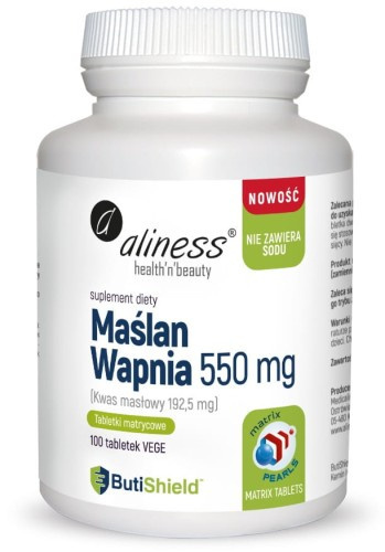 Maślan wapnia 550 mg (bez sodu) x 100 tab. matrycowych - Aliness