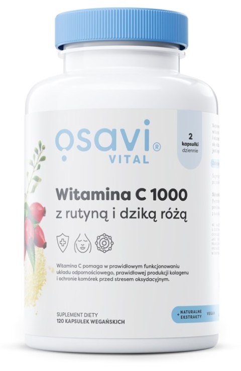 OSAVI WITAMINA C1000 Z RUTYNĄ I DZIKĄ RÓŻĄ 120 VEGAN CAPS