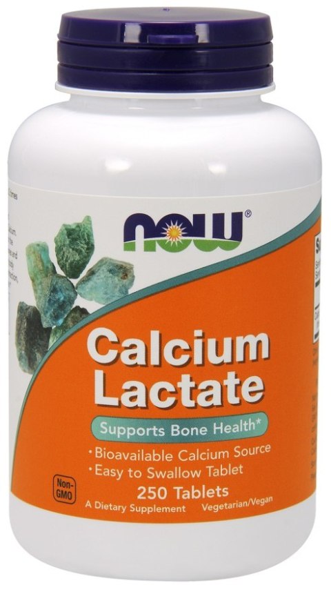 NOW FOODS Calcium Lactate, Mleczan Wapnia - 250 tabletek
