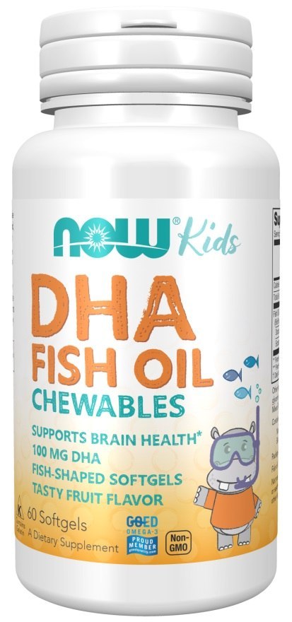 NOW FOODS Kwasy DHA dla Dzieci, 100 mg - 60 softgels