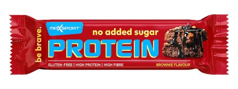 BATON PROTEINOWY O SMAKU BROWNIE W MLECZNEJ CZEKOLADZIE BEZ DODATKU CUKRU BEZGLUTENOWY 40 g - MAXSPORT