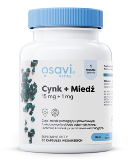 OSAVI Cynk + Miedź - 15mg + 1mg - 60 vegan caps