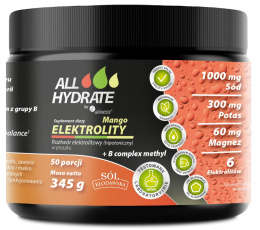 ALLHydrate, Elektrolity Mango + B complex methyl 345g, 50 porcji- Aliness