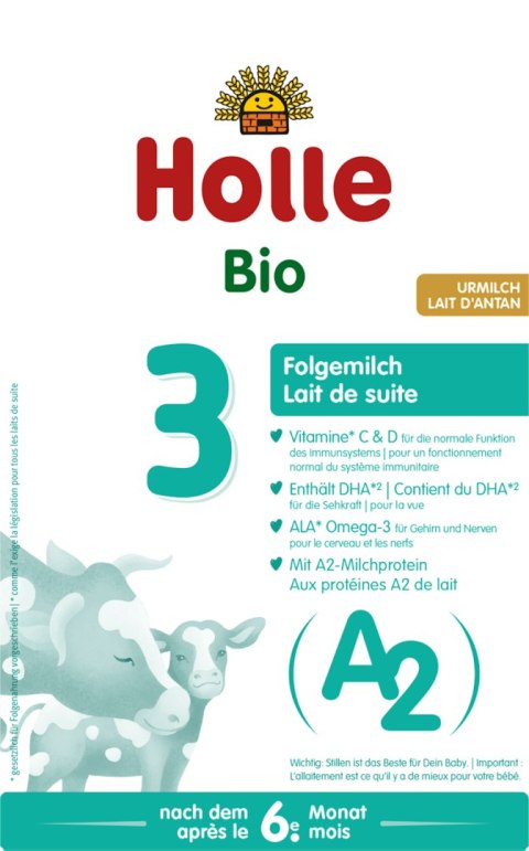 MLEKO A2 KROWIE 3 NASTĘPNE DLA NIEMOWLĄT PO 6 MIESIĄCU BIO 400 g - HOLLE