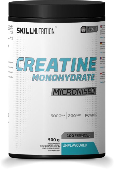 KREATYNA MIKRONIZOWANY MONOHYDRAT KREATYNY BEZ SMAKU - 500G SKILL