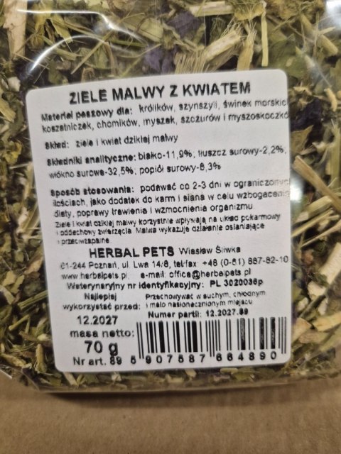 Herbal Pets Ziele Malwy z Kwiatem dla Królika - Aromatyczne Zioła