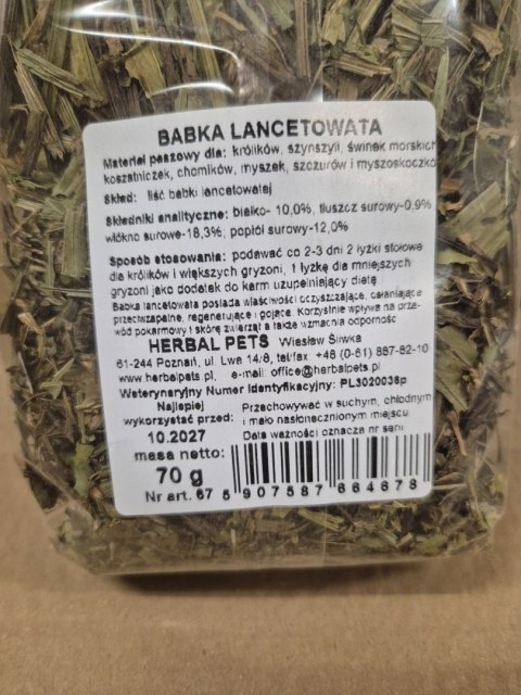 Herbal Pets babka lancetowata dla królików i gryzoni 70g