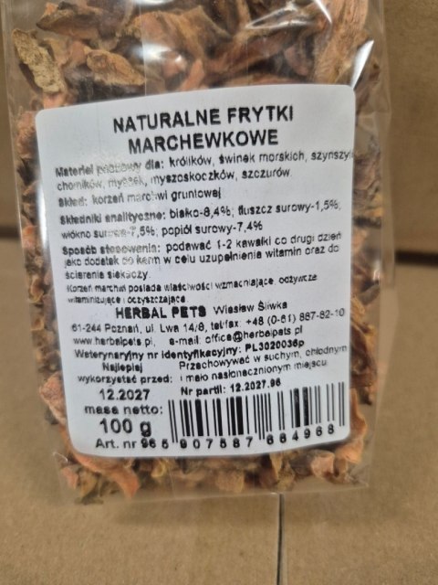 Herbal Pets frytki marchewkowe dla królików i gryzoni 100g