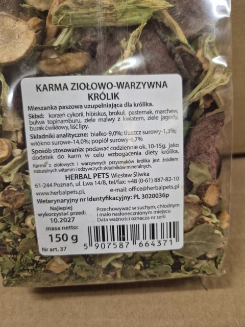 Herbal Pets karma ziołowo-warzywna dla królika 150g