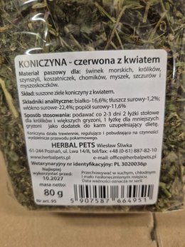 Herbal Pets koniczyna czerwona z kwiatem dla królików i gryzoni 80g