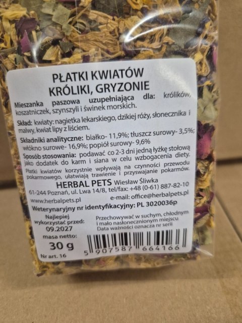 Herbal Pets płatki kwiatów dla królików i gryzoni 30g