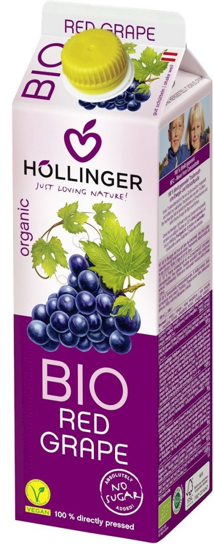 TERMIN 28/07/2026 SOK Z CZERWONYCH WINOGRON BIO 1 L - HOLLINGER