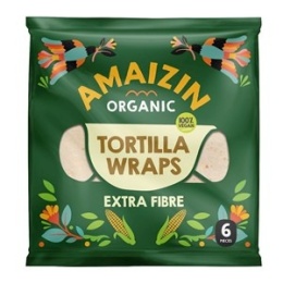 TORTILLA WRAPS Z OTRĘBAMI (ŹRÓDŁO BŁONNIKA POKARMOWEGO) BIO 240 g - AMAIZIN