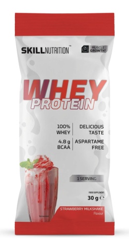 Whey Protein Powder - Skill Nutrition, Odżywka Białkowa, Strawberry Milkshake, 30g